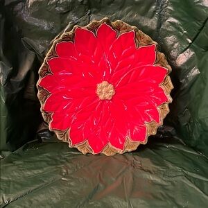 Red and Gold Holiday Decorative Plate